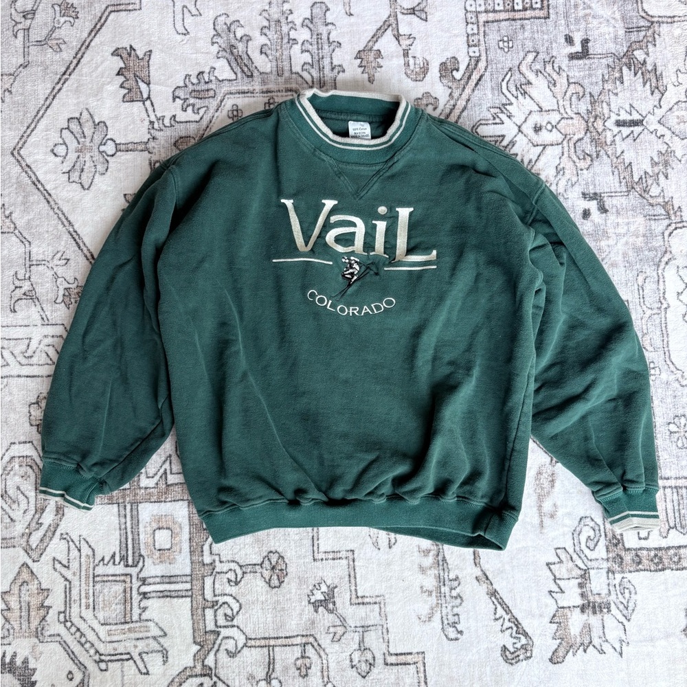 Vintage Green Vail Colorado Pullover